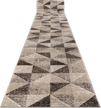 Dywany Łuszczów Chodnik FEEL 5672/15055 TRÓJKĄTY beż / brąz / krem 70 cm, 70x620 cm