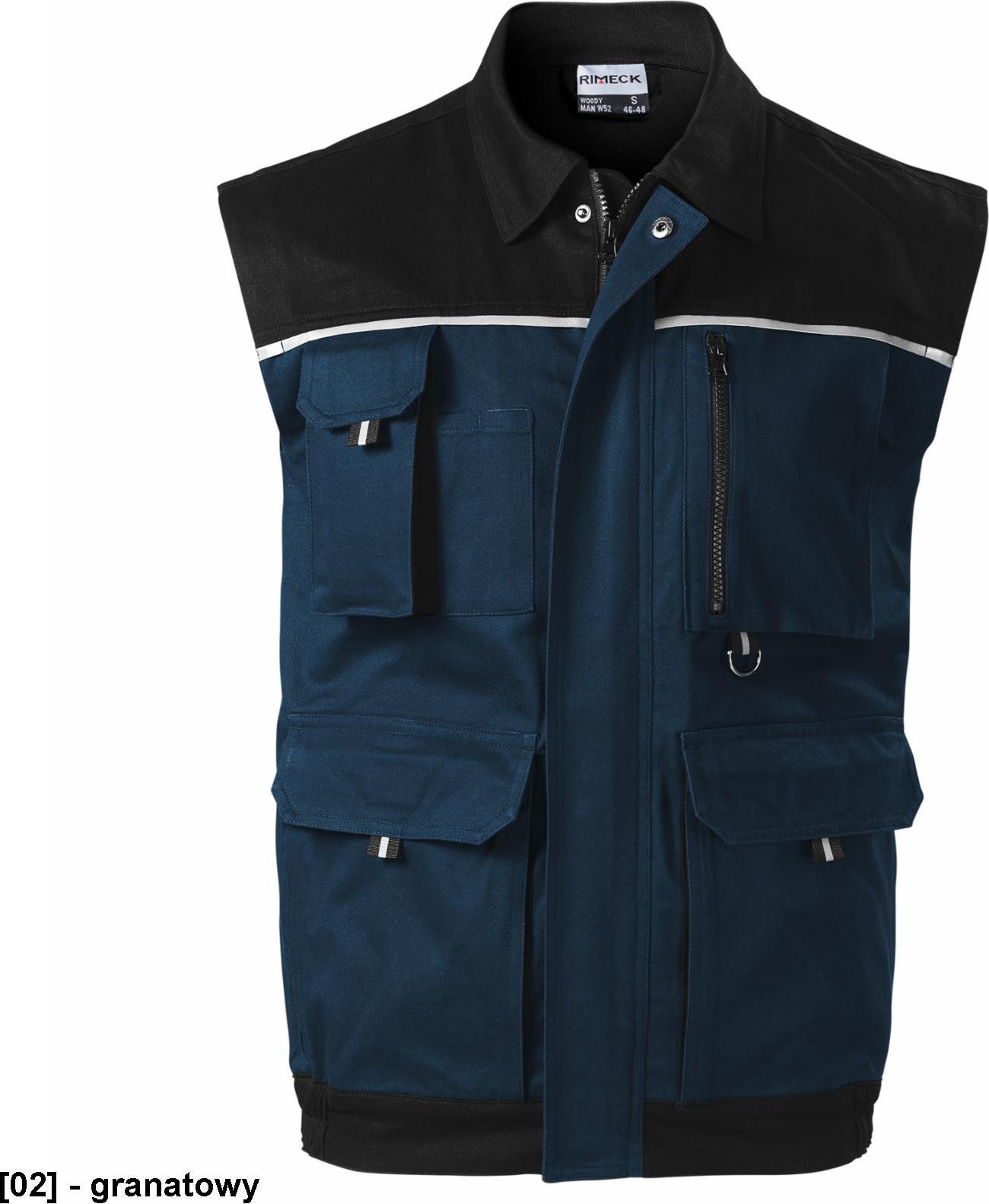 RIMECK Woody W52 - ADLER - Kamizelka robocza męska, 270 g/m, 100% bawełna, - granatowy 52/54