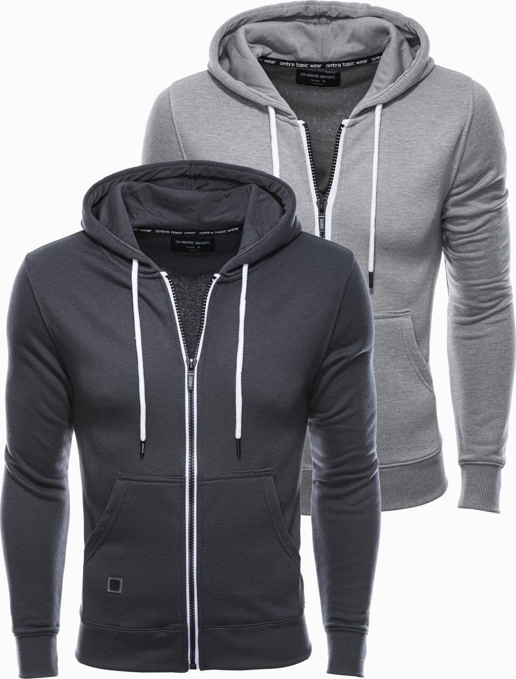 Ombre Zestaw bluz męskich rozpinanych z kapturem BASIC - mix 2-pak Z33 V5 M