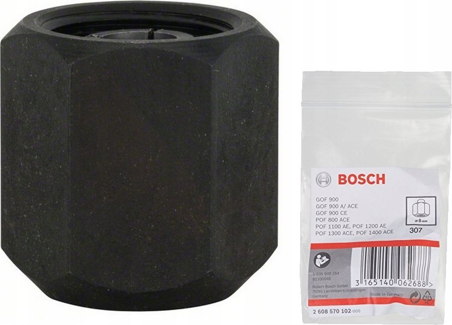 Bosch Bosch collet 8mm, clamping nut SW 19mm (black, for routers GOF / POF)