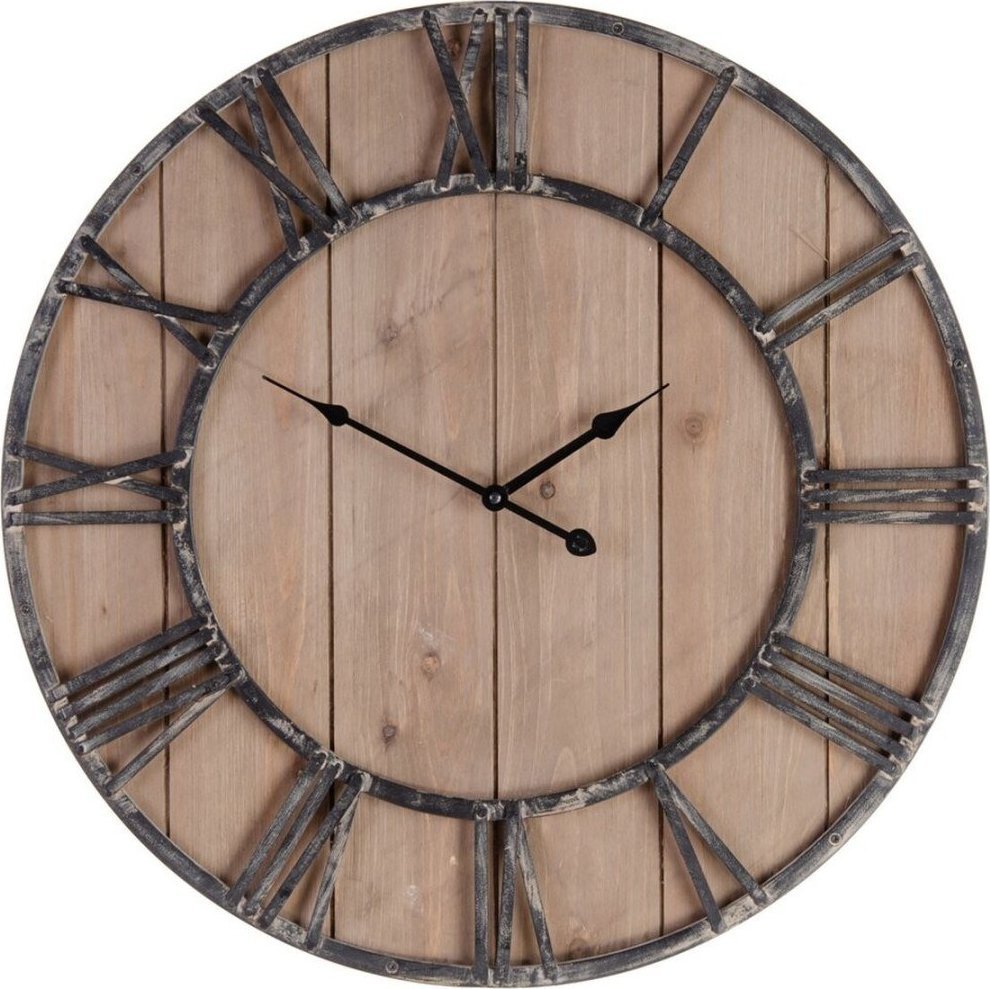 Bigbuy Home Zegar Ścienny Naturalny Czarny 60 x 4 x 60 cm DMF