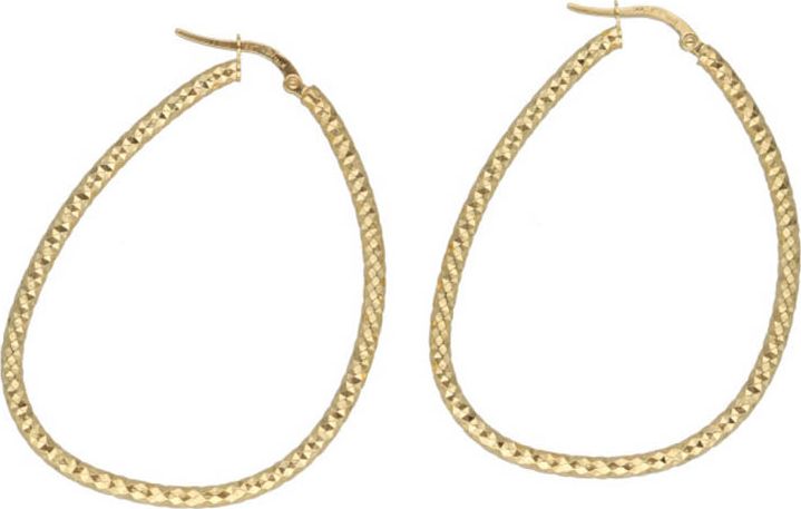 Lovrin Złote kolczyki wiszące 585 owalne diamentowane 3,32 g