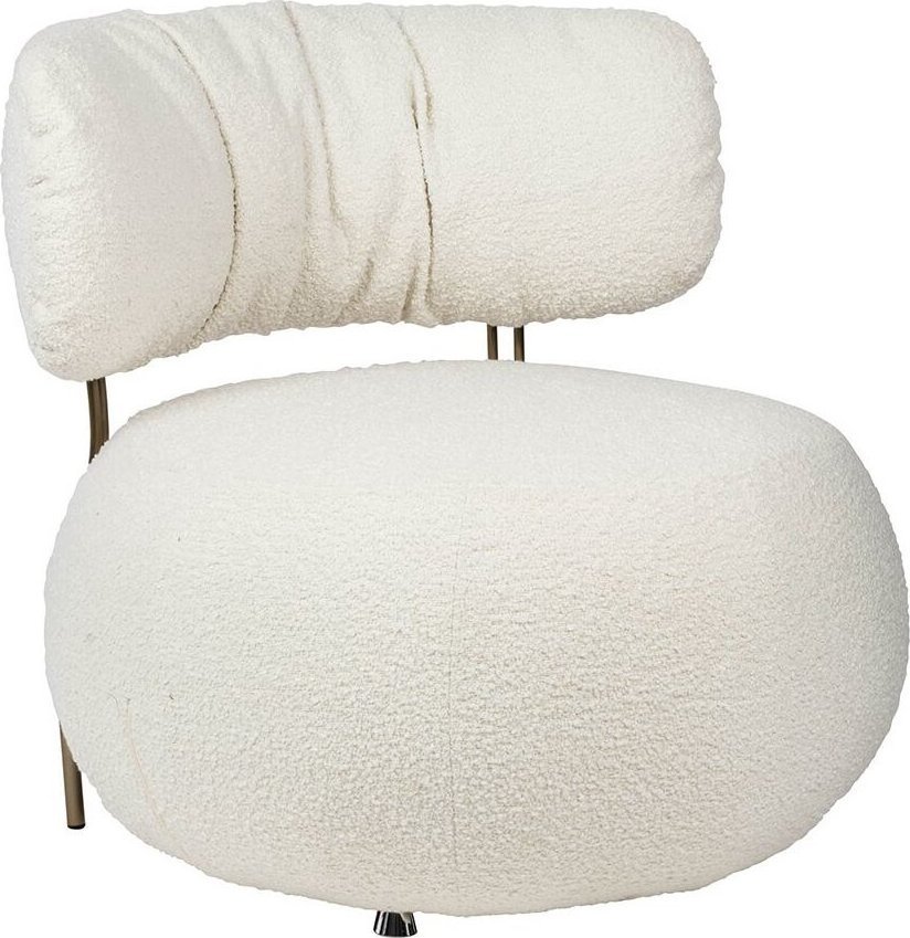 King Home Biały fotel wypoczynkowy Low Teddy okrągły do salonu