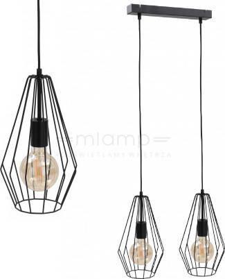 Lampa wisząca KET Loftowa LAMPA wisząca KET436 metalowa OPRAWA druciany zwis czarny