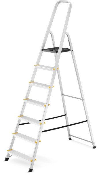 Drabina aluminiowa, 7 stopni, wytrzymałość 150 kg I-1917