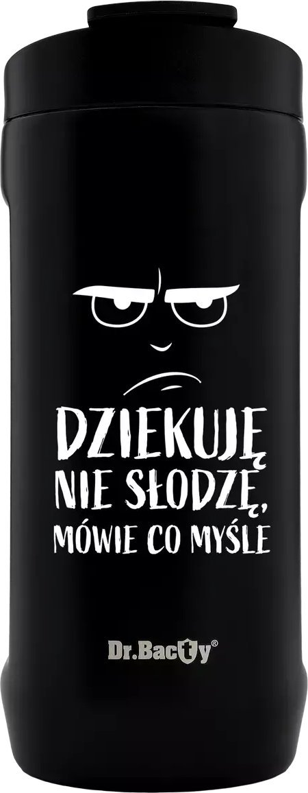 Dr.Bacty Kubek termiczny do kawy Dr.Bacty Notus Dziękuje, nie słodzę - czarny