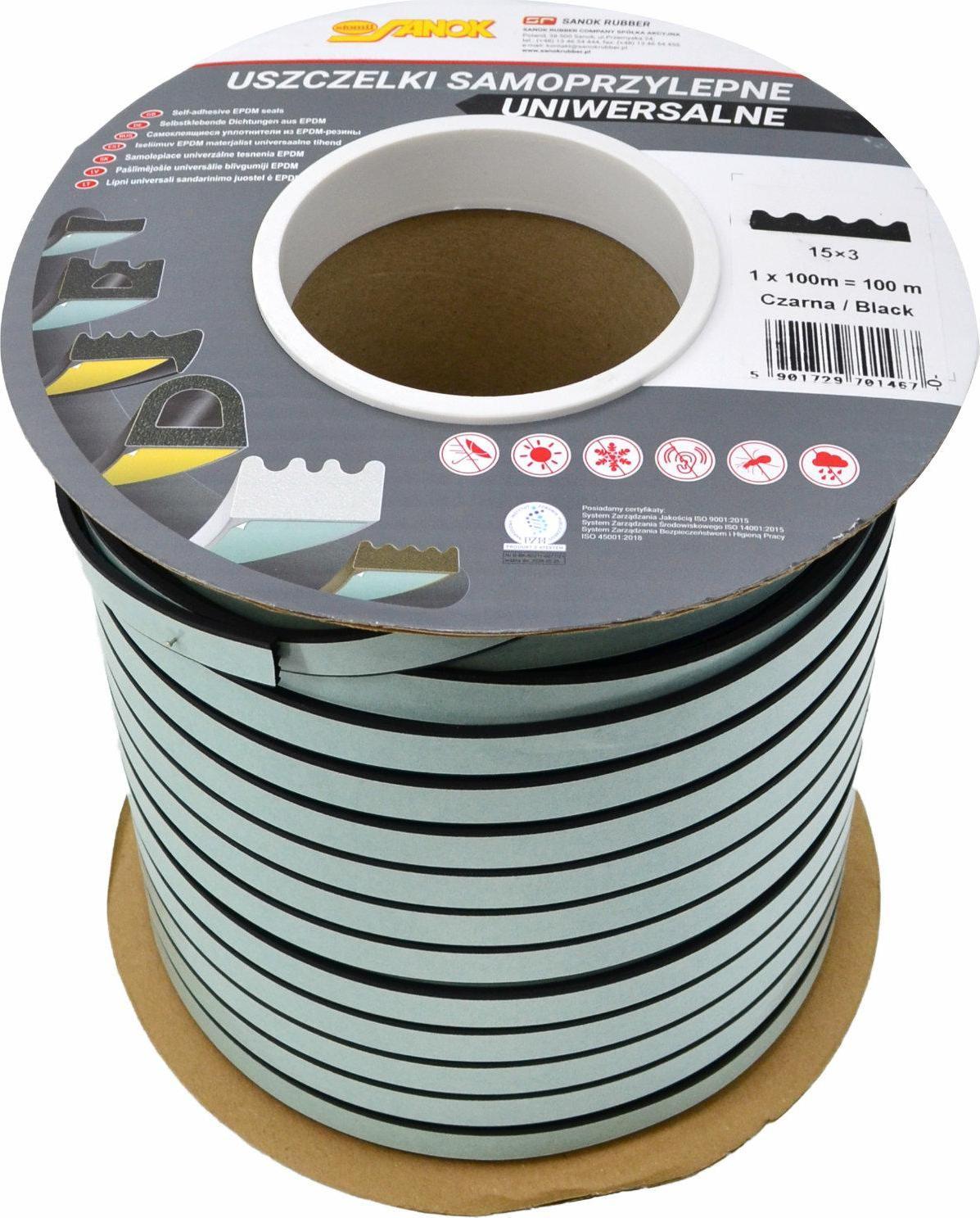 Stomil Sanok USZCZELKA DGP 15x3 CZARNA 100mb SADSDG-04202-100