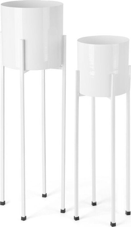 Eurofirany Donica osłonka metalowa na nóżkach x2 komplet biała