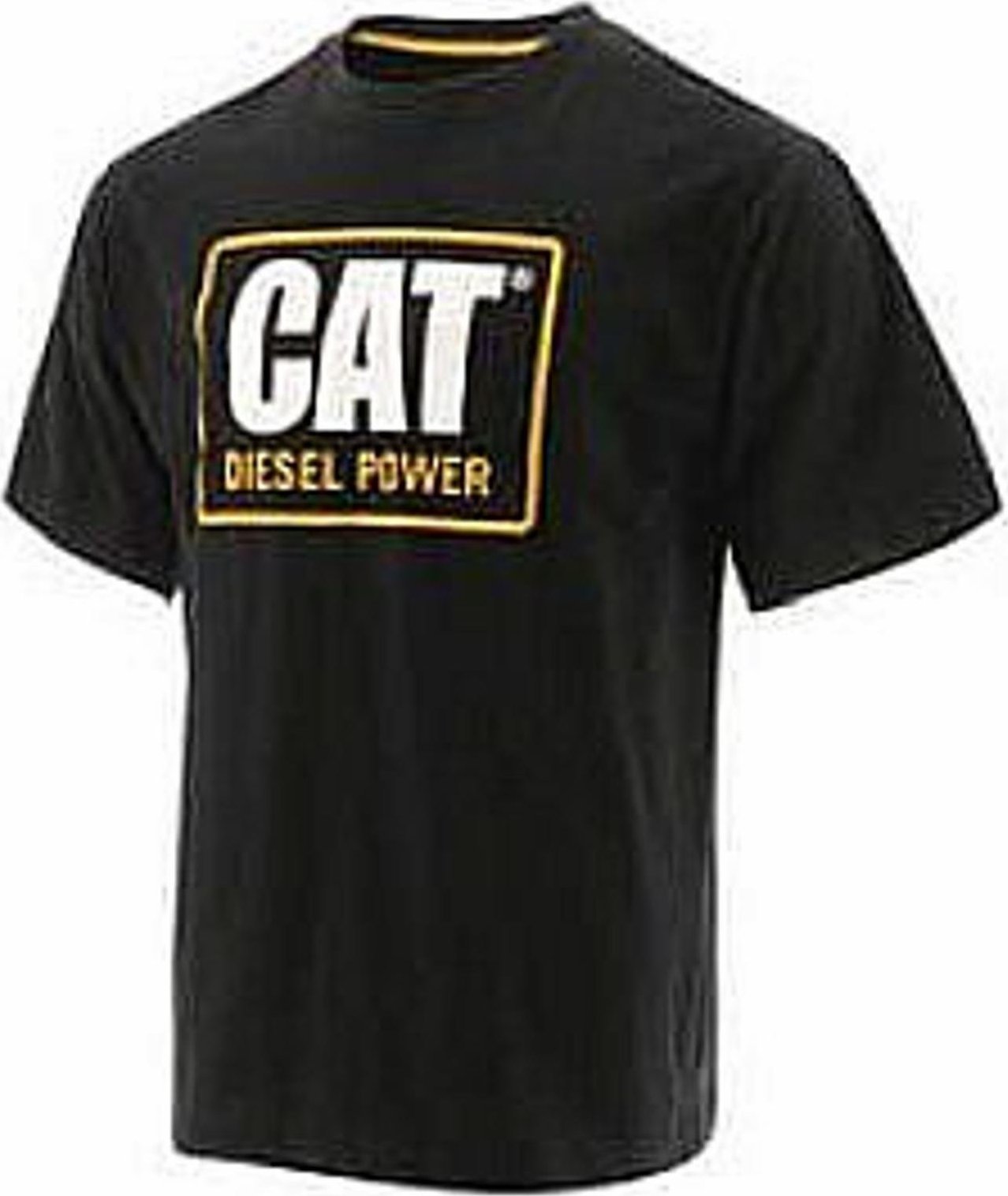 CAT CAT KOSZULKA DIESEL POWER TEE 1510451 - logo CAT na piersi, ściągacz spandex, obszycie szyji taśma Cat Yellow, - Czarny-Pomarańczowy S