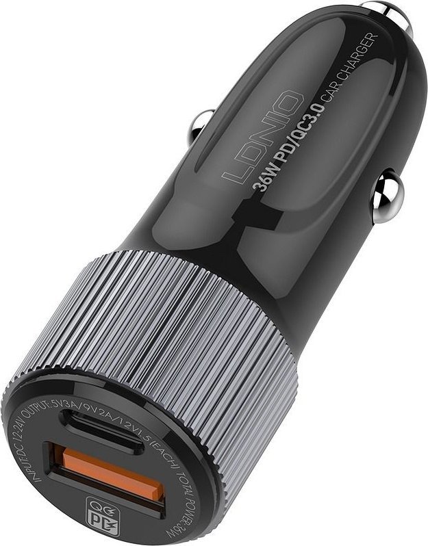 Ładowarka LDNIO Ładowarka samochodowa LDNIO C510Q, USB + USB-C, PD + QC 3.0, 36W (czarna)