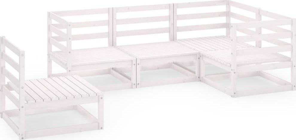 vidaXL 5-cz. zestaw mebli wypoczynkowych do ogrodu, biały, sosnowy