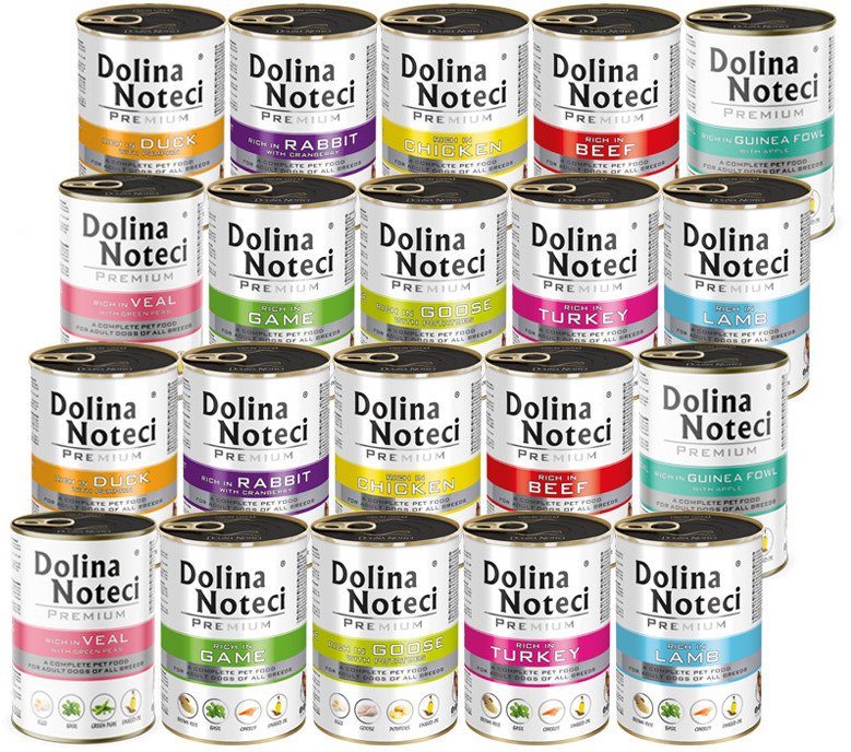 Mokra karma dla psa Dolina Noteci Premium Mix smaków bez ryb 20 x 400 g