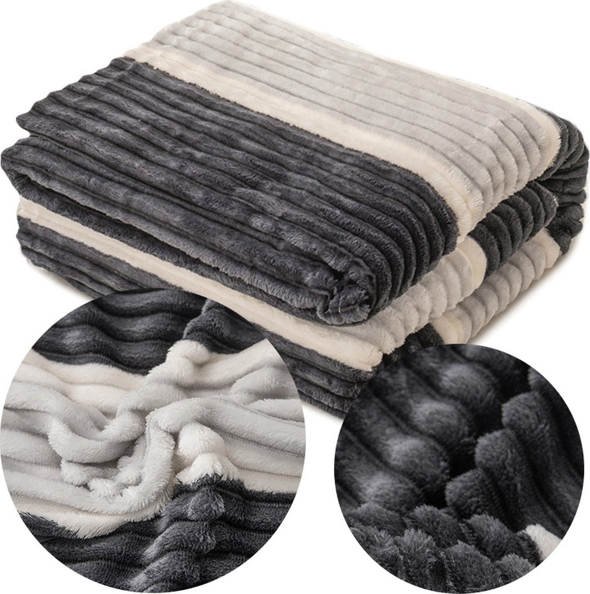 LOZKOHOLICY.PL Sp.z o.o. Sp. K. Koc 160 x 200 Mikrofibra Tłoczona Zoraida Pasy 06