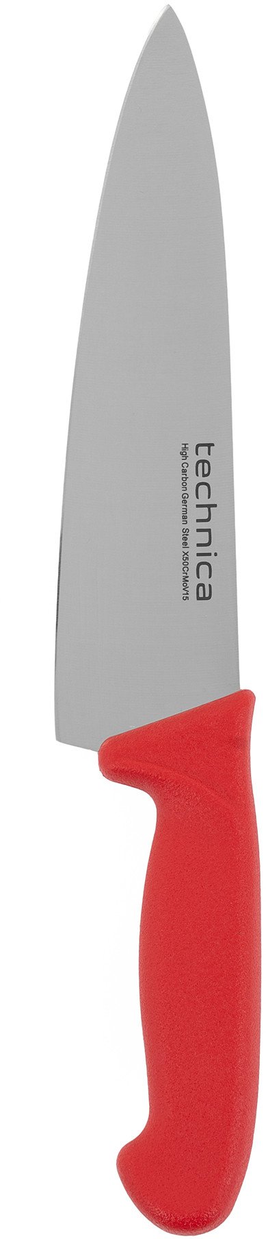 Nóż kucharski HACCP 340 mm, ostrze szerokie, gładkie, spiczaste 205 mm, czerowny | TECHNICA, Silver Line