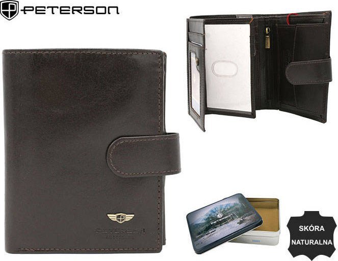 Peterson Portfel męski skórzany PTN 22309L-VT D.BROWN NoSize