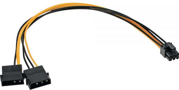 InLine Molex x2 - PCIe 6-pin, 0.3m, Żółty (26628)