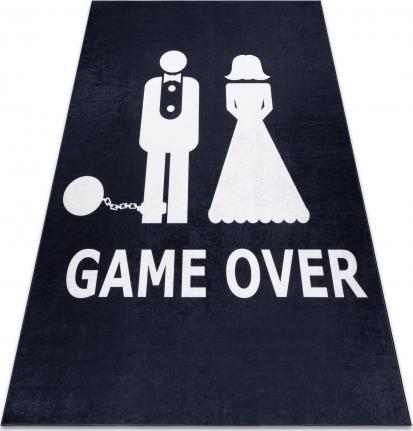 Dywany Łuszczów Dywan do prania BAMBINO 2104 'Game over' wesele, ślub, wieczór kawalerski, antypoślizgowy - czarny, 160x220 cm