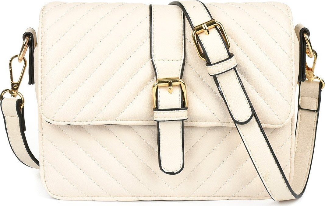 Versoli Kremowa Damska listonoszka torebka jodełka pozioma Z26