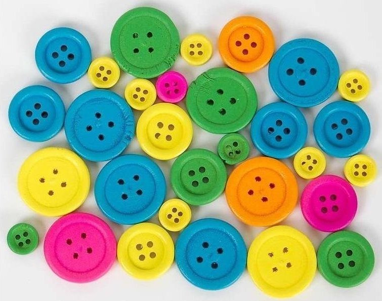 FANDY Guziki drewnianie 02 - Neonowe