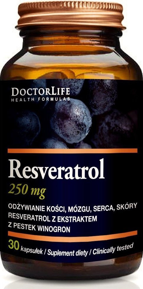 Doctor Life DOCTOR LIFE_Resveratrol resweratrol z ekstratem z pestek winogron 250mg suplement diety 30 kapsułek