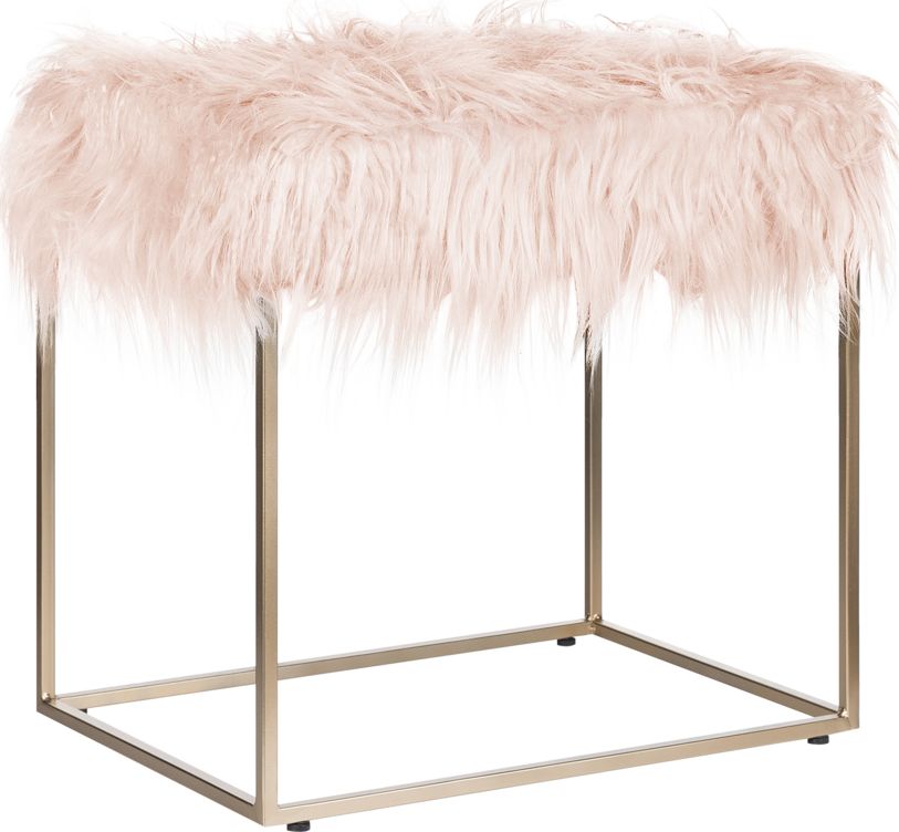 Beliani Stołek futrzany różowy MANHATTAN