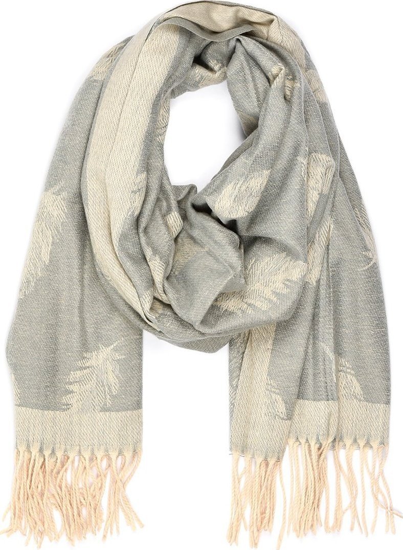 Szary Bawełniany duży szalik damski chusta frędzle szal ST-25 NoSize