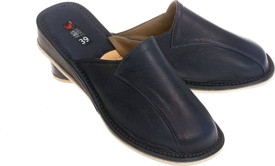 Wójciak Wsuwane damskie pantofle skórzane pw031 granatowy 36