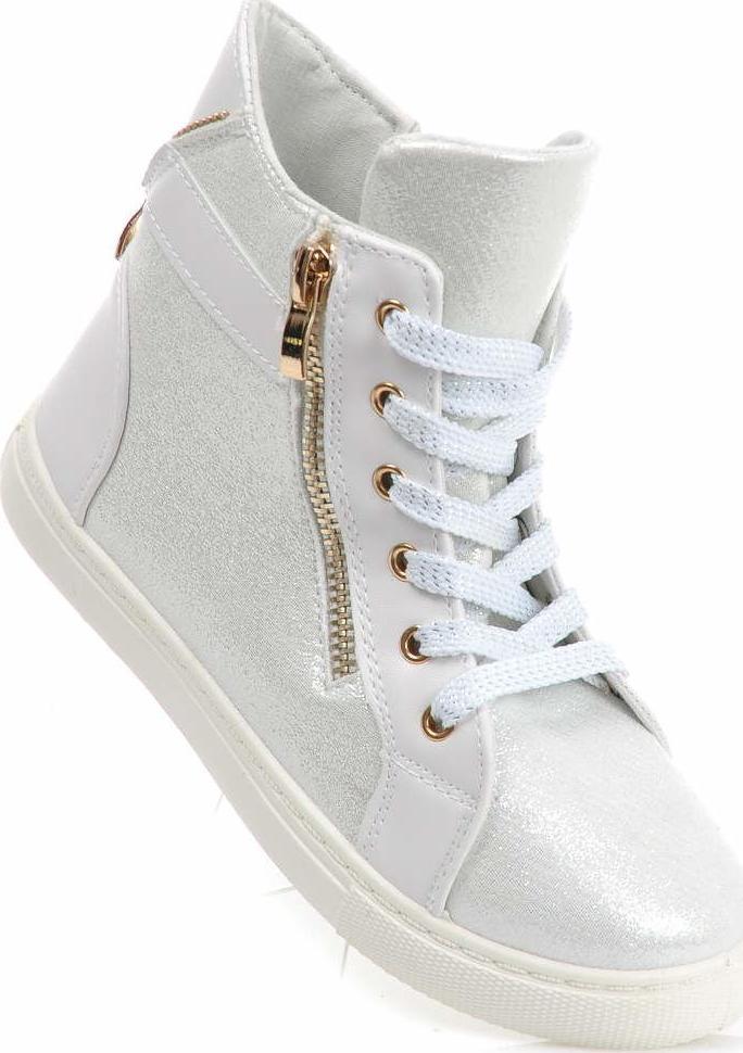 Pantofelek24 Buty dziecięce wysokie trampki Białe /G5-3 1509 t315/ 27