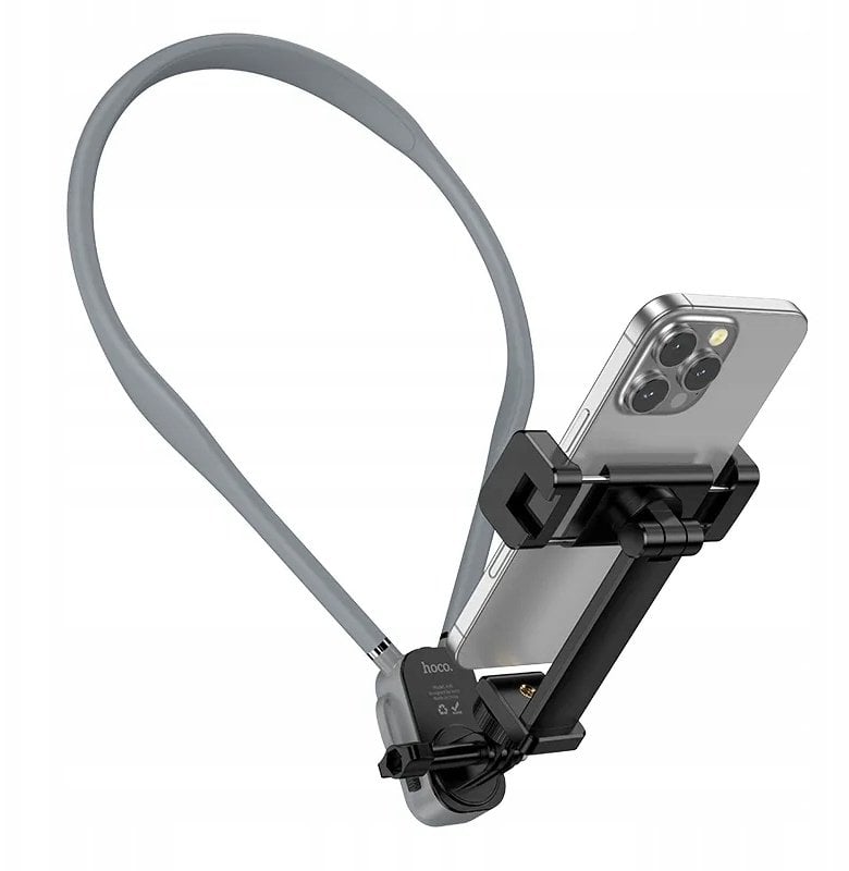 Uchwyt na telefon na szyję uniwersalny Hoco K30 szaro czarny
