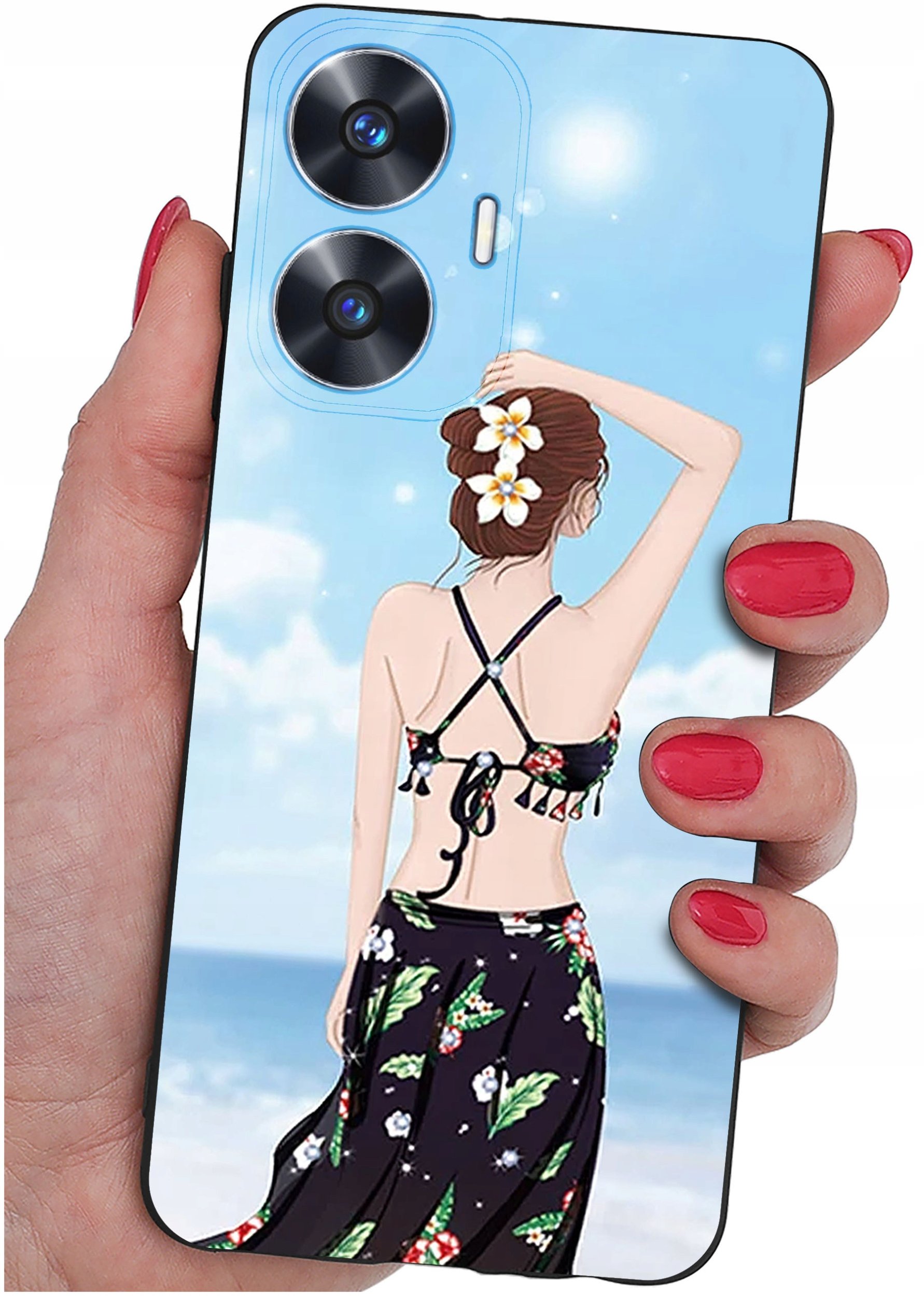 krainaGSM ETUI do Realme C55 WZORY | SILIKONOWE MATT CASE + SZKŁO 9H