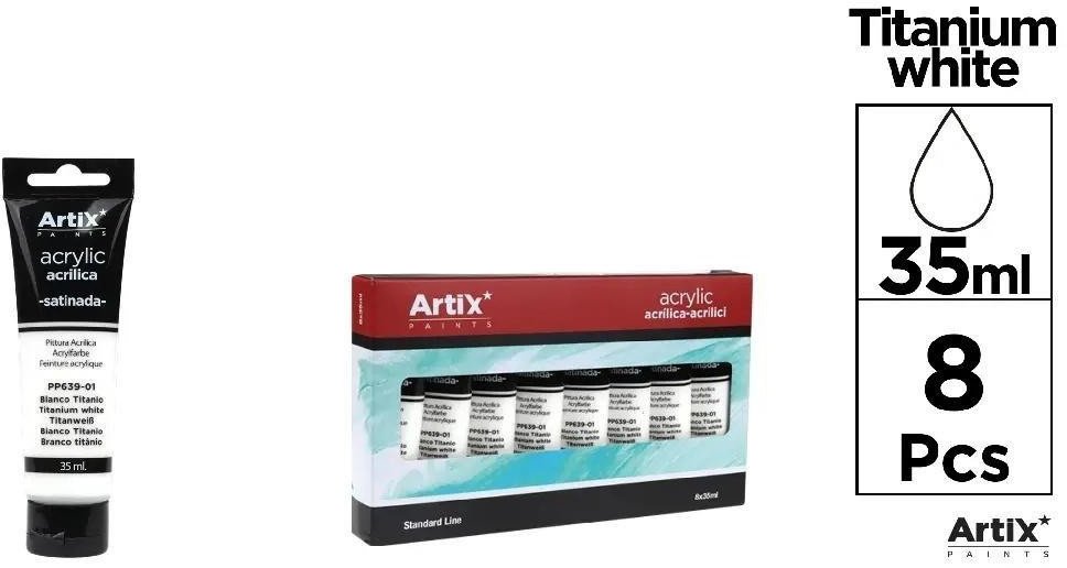 Farba akrylowa biała 35ml (8szt)
