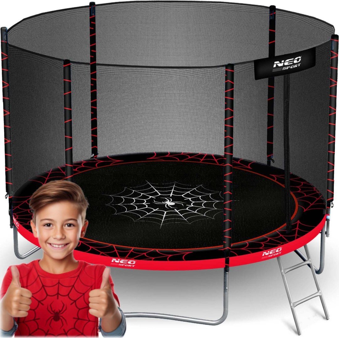 Trampolina ogrodowa Neo-Sport Trampolina ogrodowa 8ft/252cm z siatką zewnętrzną i drabinką