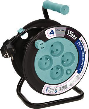 Orno Przedłużacz bębnowy MINI 4 x 230V / PVC 3 x 1mm turkusowy 15m (OR-AE-1339/T)
