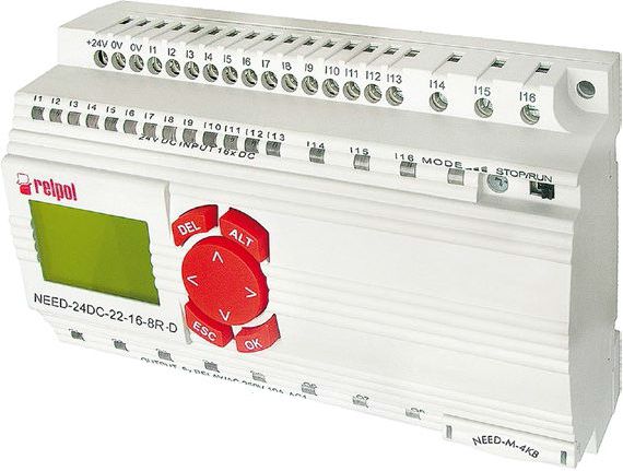 Relpol Przekaźnik programowalny 24V DC 16we, 8wy z wyświetlaczem i klawiaturą NEED-24DC-22-16-8R-D (859362)