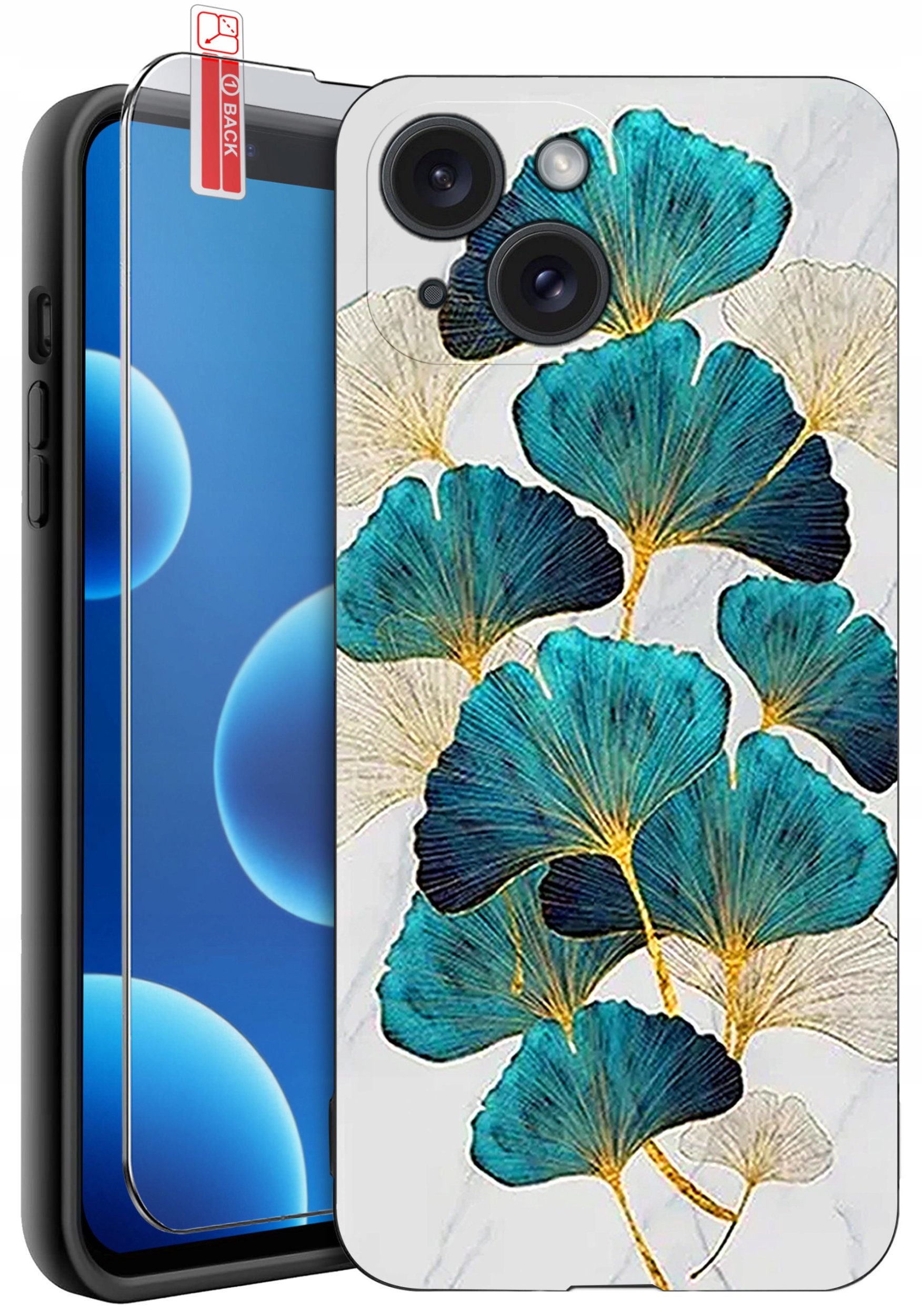 ETUI do iPhone 13 | 14 | WZORY | SILIKONOWE MATT CASE + SZKŁO 9H