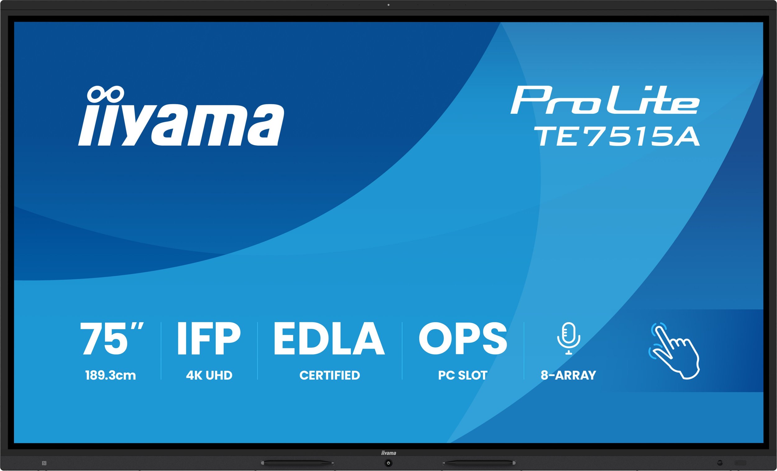 iiyama TE7515A-B1AG signage display Płaski panel Digital Signage 189,2 cm (74.5") Wi-Fi 550 cd/m 4K Ultra HD Czarny Ekran dotykowy Procesor wbudowany