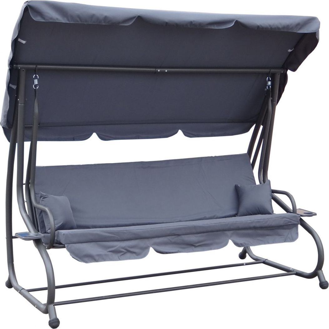 Ramiz Leżanka HUŚTAWKA OGRODOWA 3-4 osobowa regulowany daszek popielaty RAMIZ