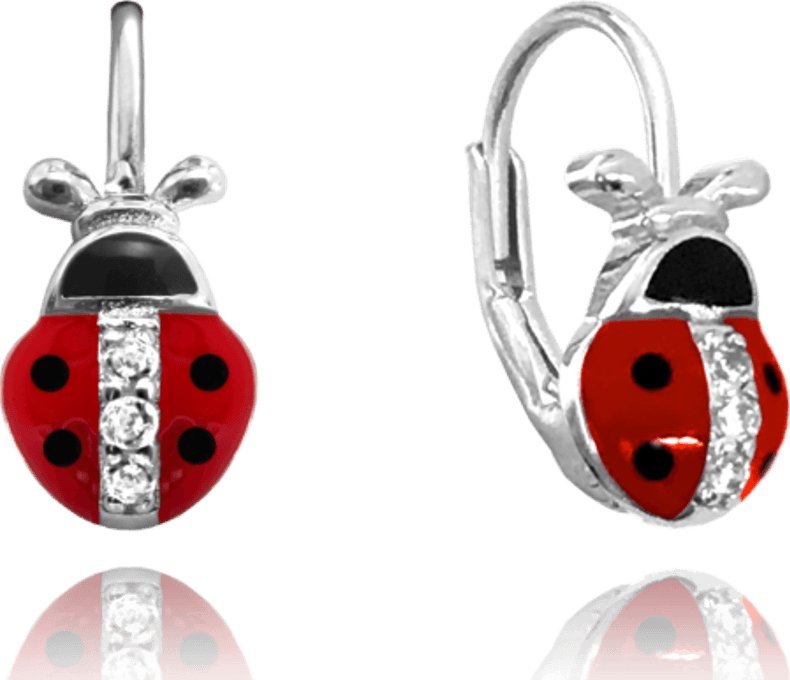 Minet MINET Kolczyki srebrne BIEDRONKY z cyrkoniami