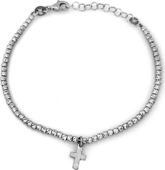 Lovrin SREBRNA BRANSOLETKA 925 KULKOWA Z KRZYŻEM