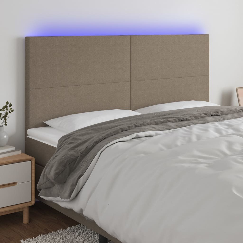 vidaXL vidaXL Zagłówek do łóżka z LED, taupe, 180x5x118/128 cm, tkanina