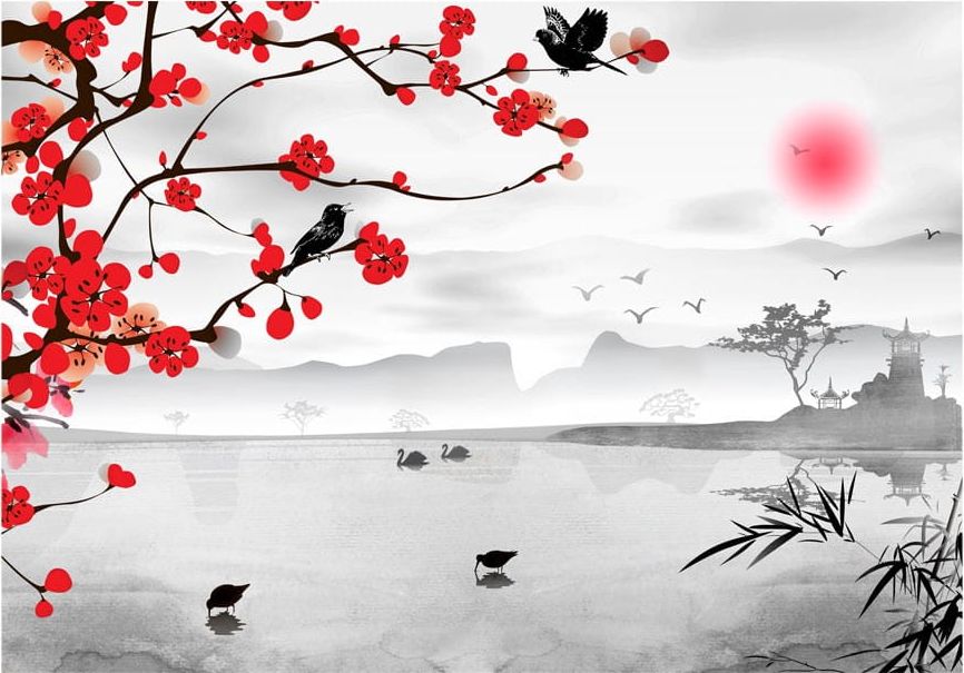 DecoNest Fototapeta - Japoński ogród - 200X140