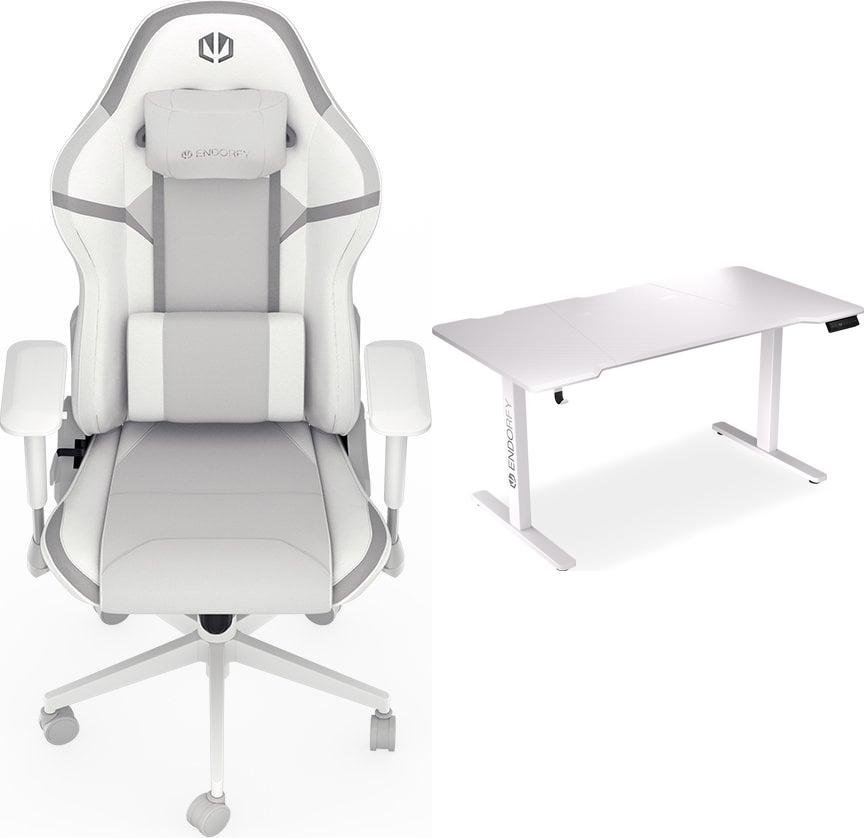 Fotel Endorfy Fotel Endorfy Scrim OWH (EY8A007) biały + Biurko Atlas L Electric Białe 150cm x 78cm