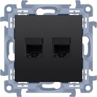 Kontakt-Simon Gniazdo komputerowe podwójne RJ45 kategoria 5e (moduł), czarny mat, SIMON10