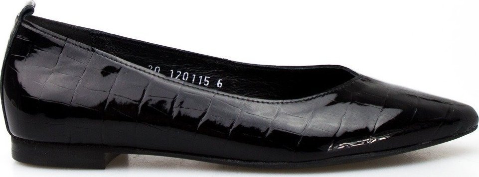 Sempre Baleriny skórzane lakierowane krokodyl czarne Sempre-39