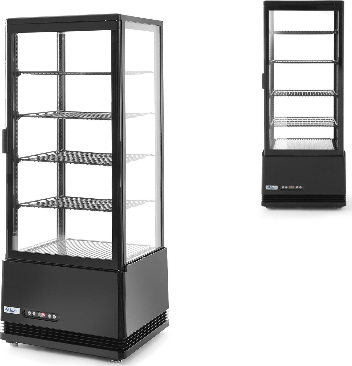 Witryna chłodnicza ARKTIC Witryna chłodnicza cukiernicza 4 półki 98L LED - czarna Witryna chłodnicza cukiernicza 4 półki 98L LED - czarna
