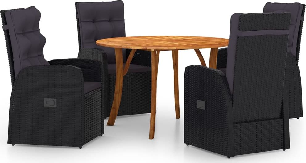vidaXL 5-częściowy zestaw mebli ogrodowych, czarny