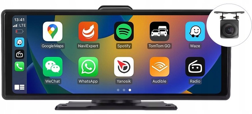 MONITOR SAMOCHODOWY 10" CARPLAY ANDROID AUTO + KAMERA COFANIA + 2 UCHWYTY