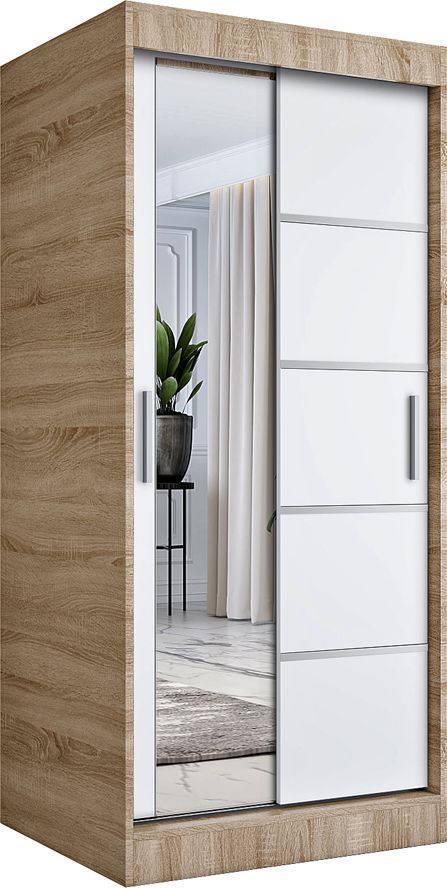 Elior Szafa przesuwna dąb sonoma + biały - Felix 2X