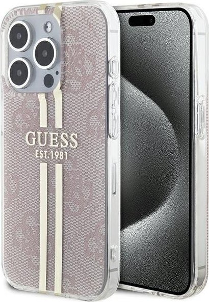 Guess Guess GUHCP15LH4PSEGP iPhone 15 Pro 6.1" różowy/pink hardcase IML 4G Gold Stripe