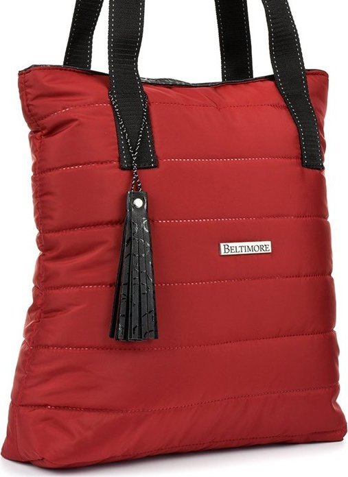 Beltimore Bordowa Damska Torebka pikowana oryginalna A4 sportowa frędzel W90 NoSize